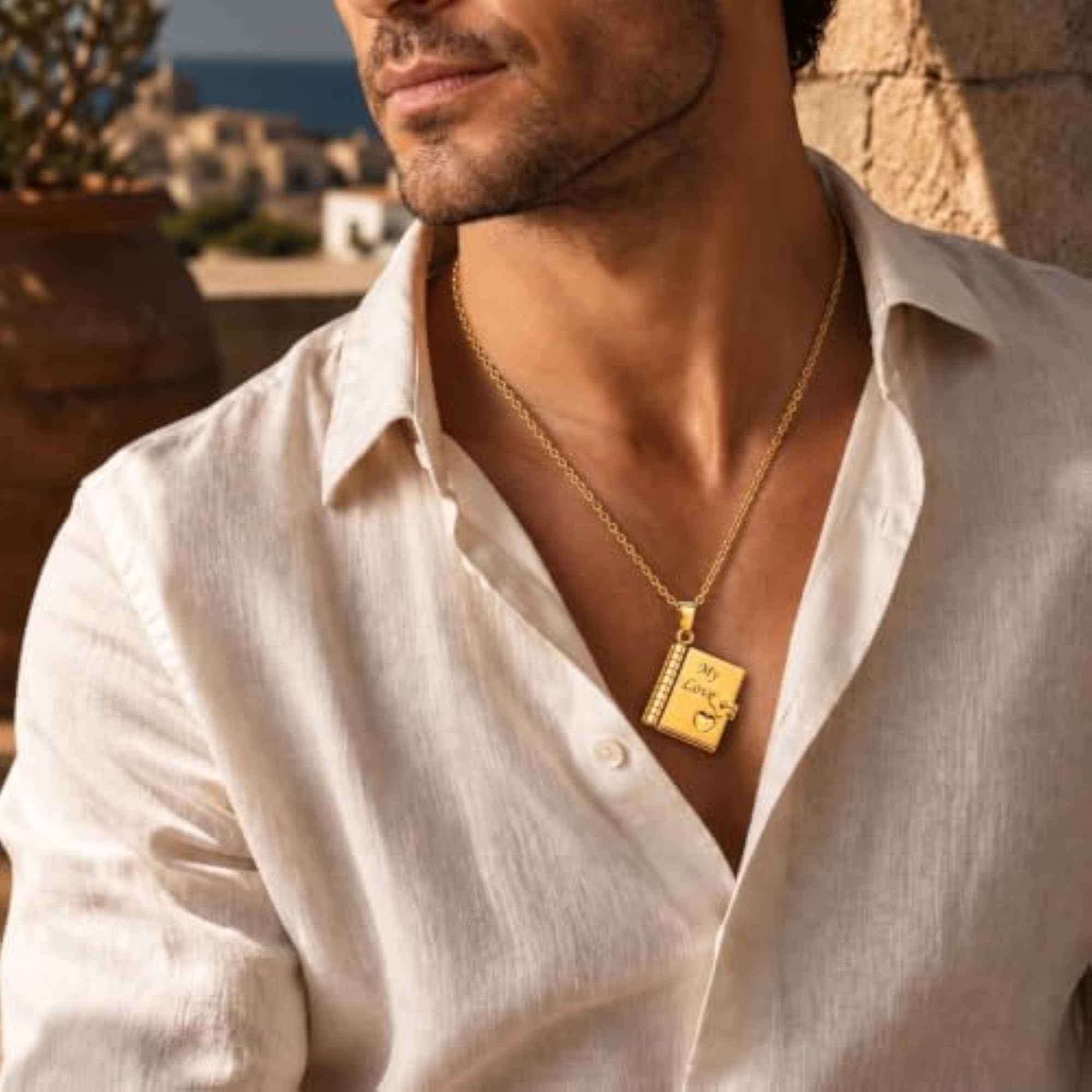 Men's 18mm Pure Titanium Steel Pendant with Adjustable Chain